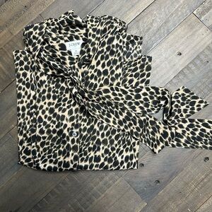 J. Crew Animal Print Top in Black and Tan